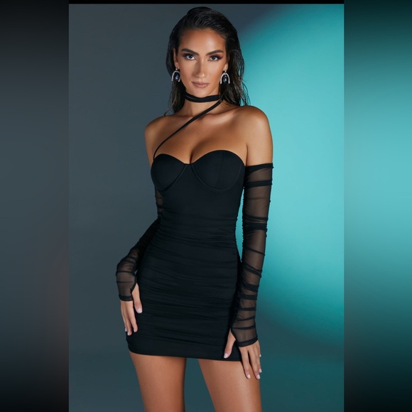 Oh Polly Black Midi Dress - Picture 1 of 3